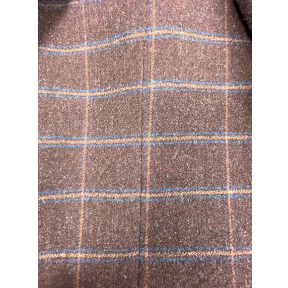 Bachrach Mens 42L Brown Tan Blue Windowpane Wool Blend Sport Coat Jacket
